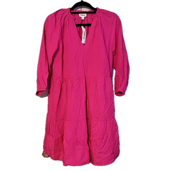 ✨ NWT The Drop x Caralyn Mirand Ruffle-Neck Tiered Mini Dress - XS Hot Pink ✨ - Picture 2 of 7